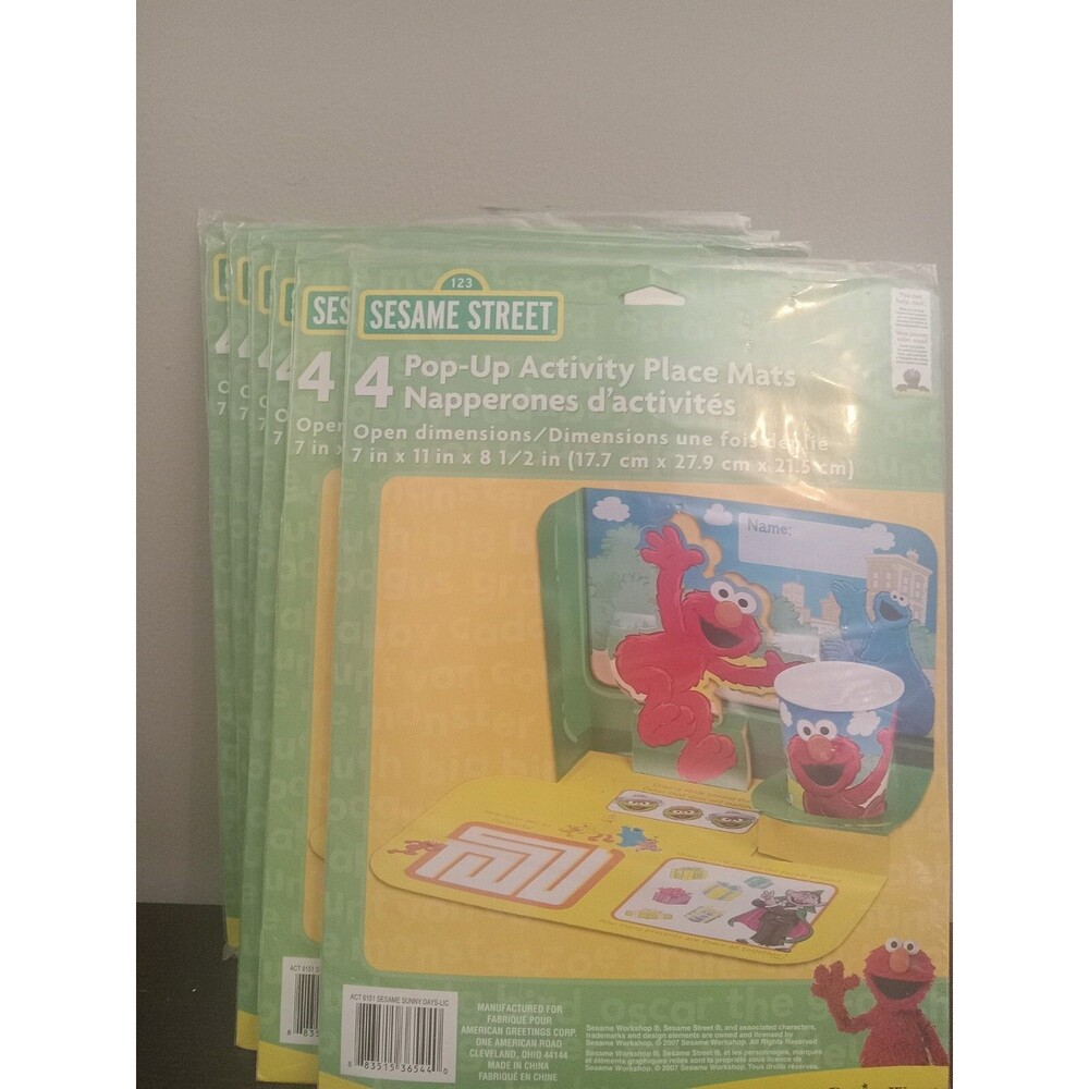 24 New Sesame Street Pop Up Place Mats